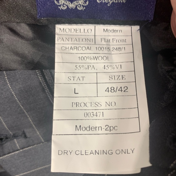 Berragamo Mens Gray pinstripe two button single breasted jacket flat front pants - Picture 5 of 8